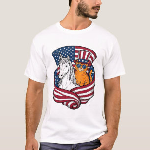 Camiseta Gato patriótico y diseño de vector vintage de unic