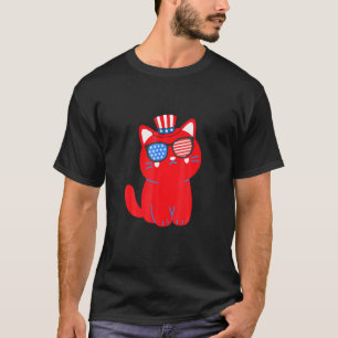 Camiseta Gato Pawtriótico 4 H De Julio Usando El Tío Sam Go
