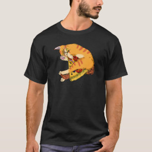 Camiseta Gato Pelirrojo Comiendo Pizza De Pepperoni Rebanad