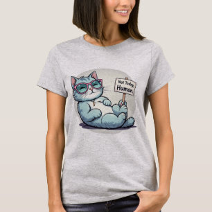 Camiseta Gato perezoso No Hoy Funny Relajado Kitty Tee