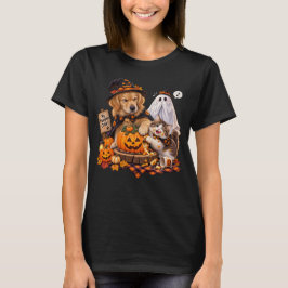 Camiseta Gato Perro Fantasma de Halloween Tarta de Calabaza