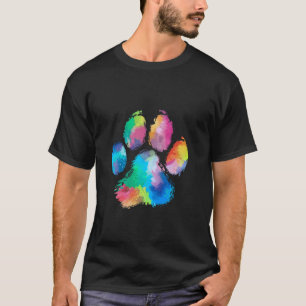 Camiseta Gato Perro Huella de Garra Acuarela Arcoíris Abstr