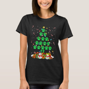 Camiseta Gato Perro Pata Árbol de Navidad Luces Cachorro Pe