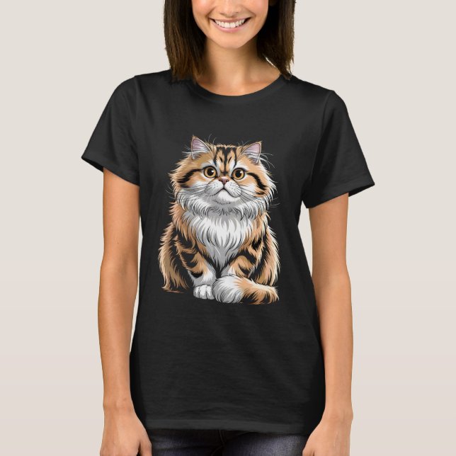 Camiseta Gato Persa Atigrado Lindo (Anverso)