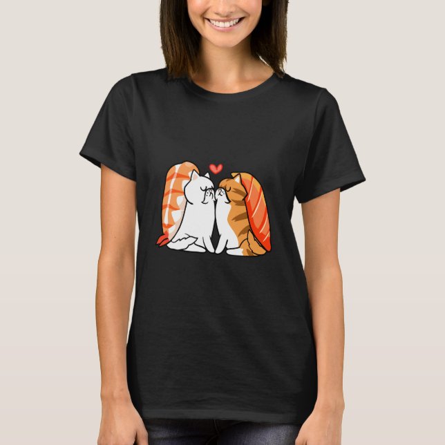 Camiseta Gato Persa Besando Sushi (Anverso)