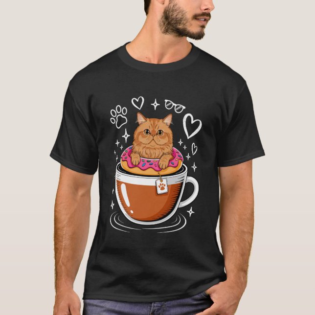 Camiseta Gato Persa Café Donut Manga Larga (Anverso)