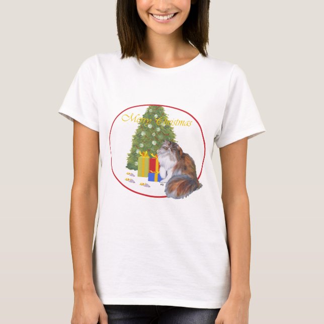 Camiseta Gato Persa Calico Navidad (Anverso)