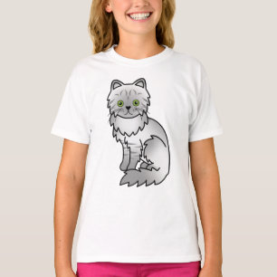 Camiseta Gato Persa Cartoon Lindo Tabby Plateado Chinchilla