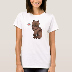 Camiseta Gato Persa de Chocolate con Ojos Naranjas Amor
