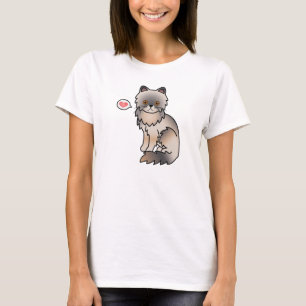 Camiseta Gato Persa de Crema Azul con Ojos de Cobre Amor