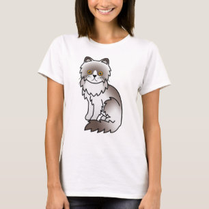 Camiseta Gato persa de dibujos animados lila bi-color lindo