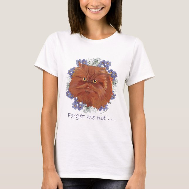 Camiseta Gato Persa de Pelo Largo Rojo (Anverso)