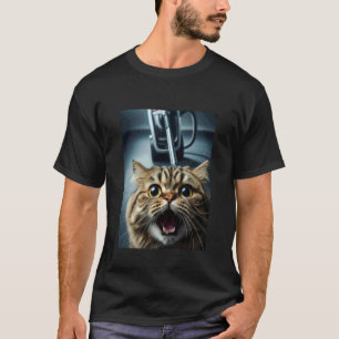 Camiseta Gato Persa Divertido Selfie con Aspiradora Persecu