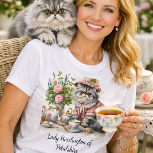 Camiseta Gato persa en perlas Gorras florales en Fiesta de