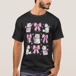 Camiseta Gato Persa Gato Blanco Chica Mascota Coqueta Lazo 