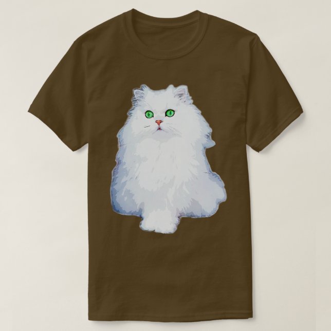 Camiseta Gato persa Gato blanco gatito con ojos verdes Chin (Diseño del anverso)