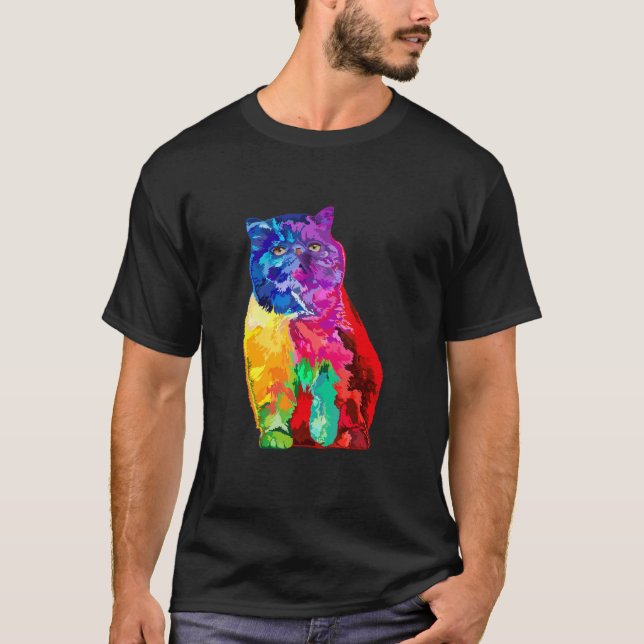 Camiseta Gato persa mujeres coloridas gatos hombres persas (Anverso)