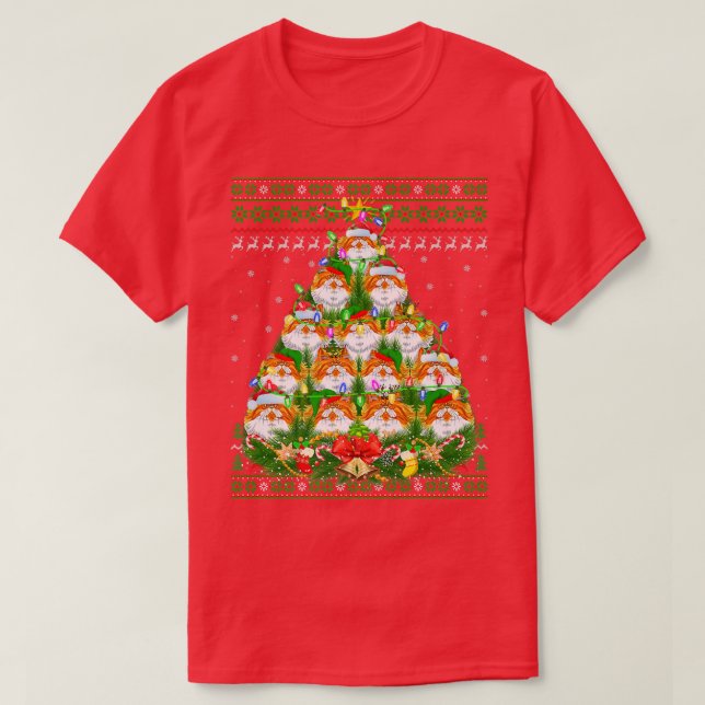 Camiseta Gato persa navideño árbol de la iluminación Gato p (Diseño del anverso)