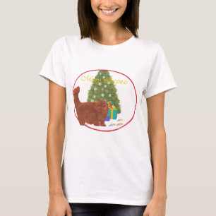Camiseta Gato Persa Pelirrojo de pelo largo en Navidad