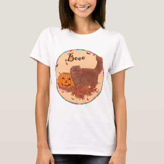 Camiseta Gato Persa Pelirrojo de Pelo Largo Halloween