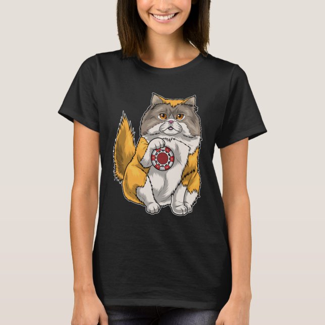 Camiseta Gato persa Póquer fichas de póquer (Anverso)