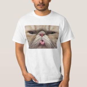 Camiseta Gato persa que pega la lengua hacia fuera