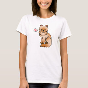 Camiseta Gato Persa Rojo Amor