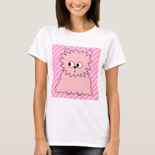 Camiseta Gato persa rosado lindo. Fondo rayado rosado