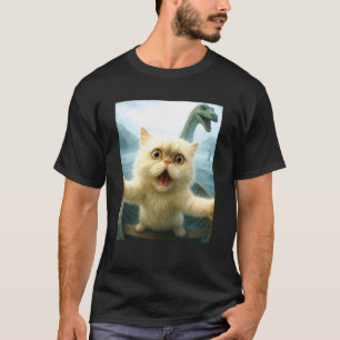 Camiseta Gato Persa Selfie Gato Perseguido Por El Monstruo 