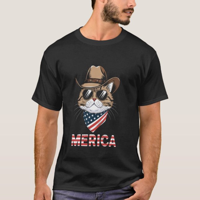 Camiseta Gato Persa USA 'Merica 4 de Julio (Anverso)
