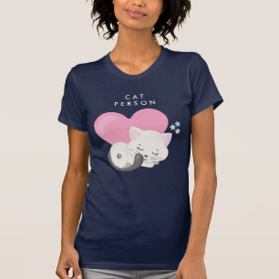 Camiseta Gato Persona Texto Corto Gato Gato Gatito Dormido