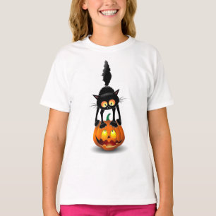 Camiseta Gato Personalizado asustado de Halloween en calaba