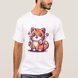 Camiseta Gato Personalizado caprichoso con corazones flotan
