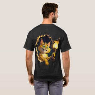 Camiseta Gato Personalizado caprichoso sosteniendo una lámp
