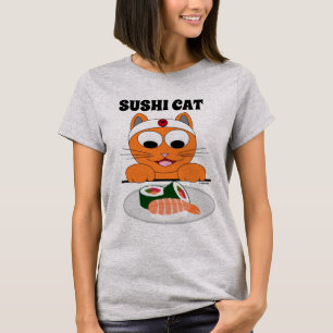 Camiseta Gato personalizado con sushi gracioso