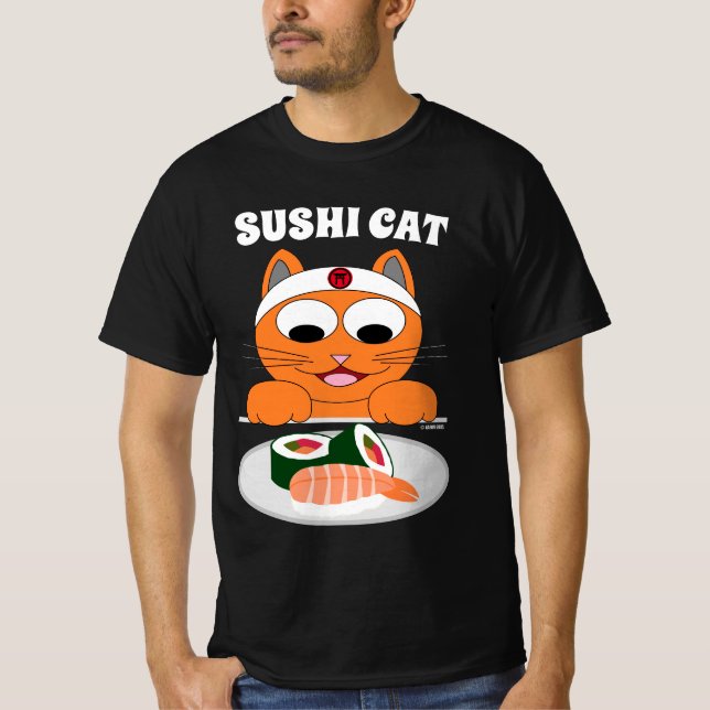 Camiseta Gato Personalizado SUSHI CAT Humorístico (Anverso)