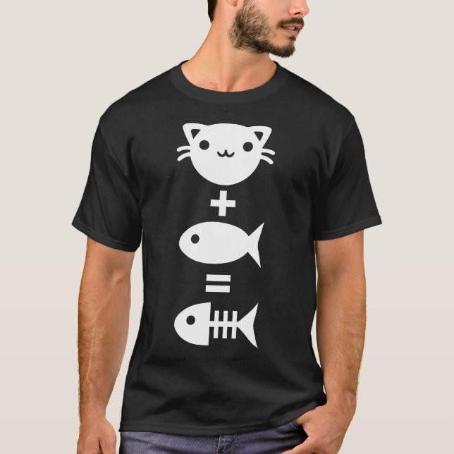 Camiseta Gato + Pescado = Pescado de gato óseo Pescado Kitt (Anverso)