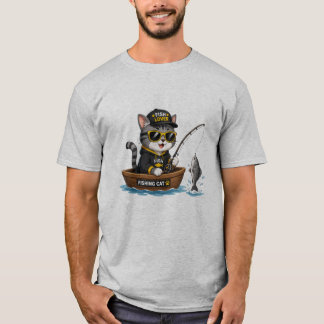 Camiseta Gato Pescador Amante Del Pescado Gato Adorable Pes
