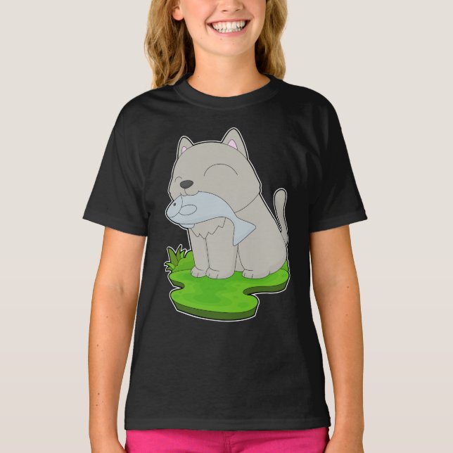 Camiseta Gato Pescador De Peces Pescando (Anverso)