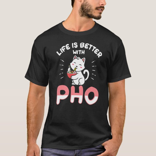 Camiseta Gato Pho comiendo con Pho (Anverso)