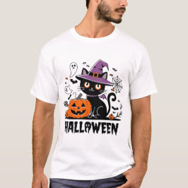 Camiseta Gato picante con calabazas - Diversión de Hallowee