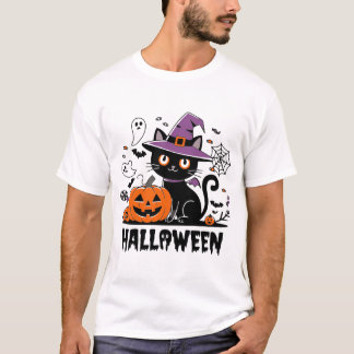 Camiseta Gato picante con calabazas - Diversión de Hallowee