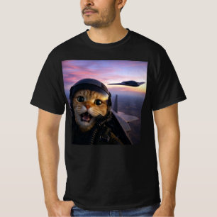 Camiseta Gato Piloto de Combate Divertido , Guerras de Gato