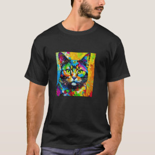 Camiseta Gato pintado de colores brillantes