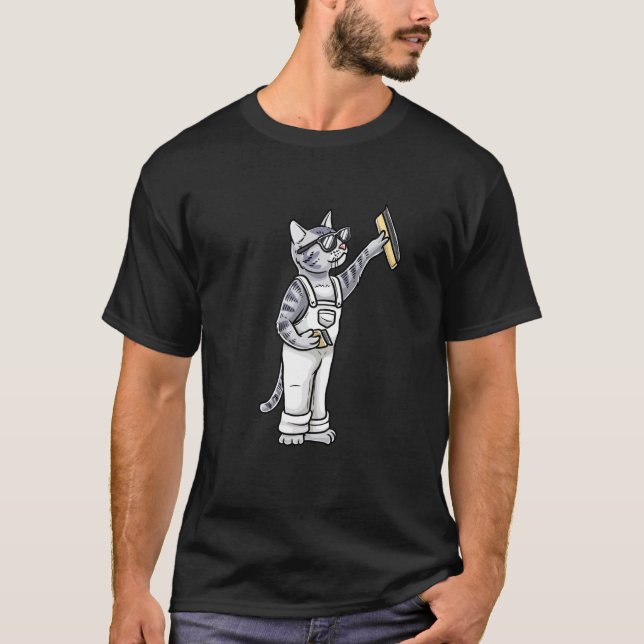 Camiseta Gato pintor pintando (Anverso)