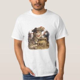 Camiseta Gato Pirata Antiguo con Cofre del Tesoro