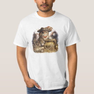 Camiseta Gato Pirata Antiguo con Cofre del Tesoro
