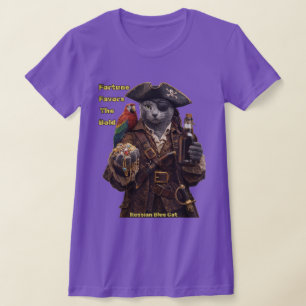 Camiseta Gato Pirata Azul Ruso: La Fortuna Favorece a los A