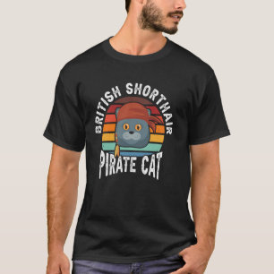 Camiseta Gato Pirata Británico de Pelo Corto Vintage