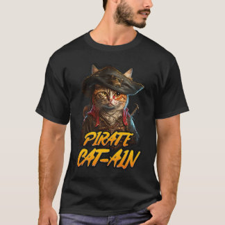 Camiseta Gato pirata mashup gato en gato capitán gatos